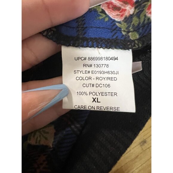 About‎ A Girl Jacket Women Size XL Floral Full Zip Navy Floral Cottagecore Boho - Picture 4 of 15